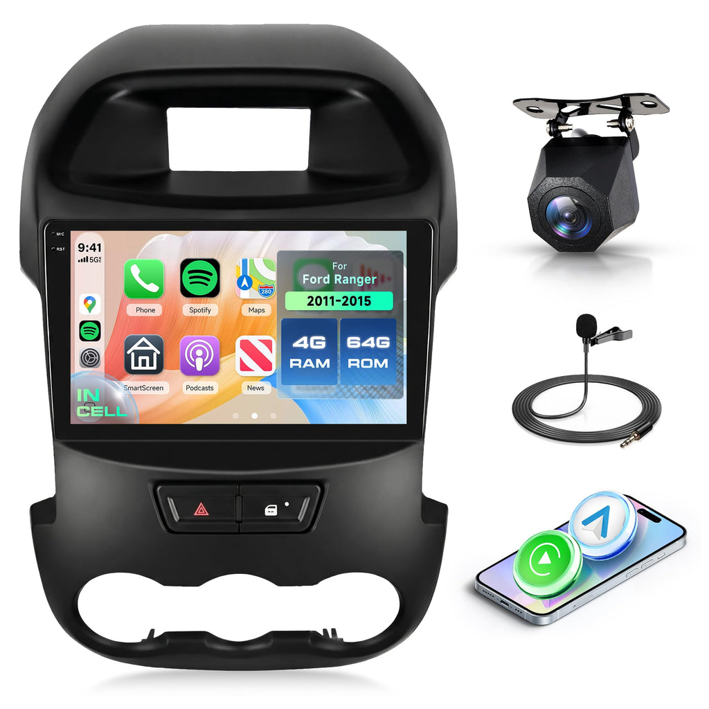 Rimoody 4G+64G Android 15 Car Stereo for Ford Ranger 2011-2015, 5GHz WiFi