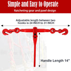 5/16"-3/8" Chain Binder Kit 2 Packs, Ratchet Load Binders 9200 Lbs Working Load Limit, G70 5/16"×10ft Heavy Duty Ratchet Binders and Chains with Grab Hooks for Truck, Tie Down, Hauling, Towing