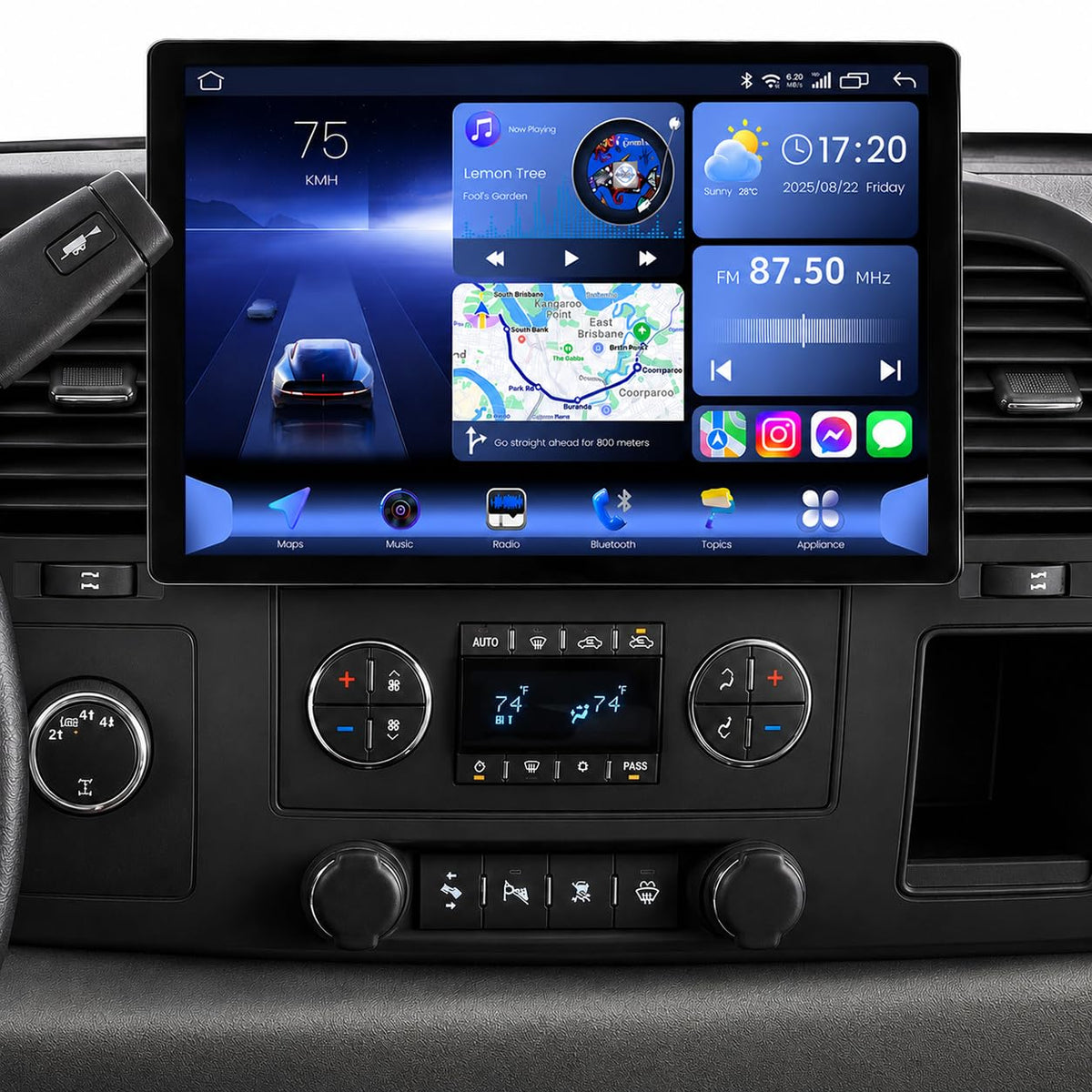Android 15, 64GB Upgrade Car Radio for 2007-2013 GMC Yukon Chevy Tahoe Suburban Silverado: 1280 * 720 HD Touchscreen, Wireless CarPlay & Android Auto, GPS/WiFi/Bluetooth, Backup Camera, SWC