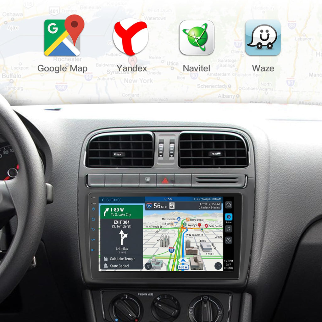 10 Inch Android Car Stereo Double Din with Wireless CarPlay, 360 Panoramic Surround View System, HD Touchscreen Vehicle GPS Navigation, 4G+64G Car Android Radio with 360 Camera, Double Din