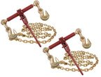 Mytee Products 3/8" Grade 70 Chain and Binder Kit | Includes (2) 3/8" - 1/2" Ratchet Load Binder Severe Duty & (2) 3/8" x 12' G70 Transport Chain w/Grab Hooks | 6600 lbs WLL for Truck Trailer Tie Down