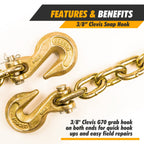 Chain Binder 3/8" -1/2" Grade 70 and 3/8"×10ft Chains Includes (4) Binders and (4) Chains for Industrial Agricultural Towing Applications in Chain and Binder Kit
