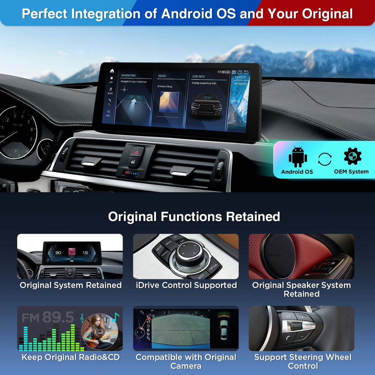 XTRONS 12.3 Inch Android 14 Snapdragon 680 Car Stereo for BMW F30/F31/F32/F33/F34/F35/F36 (2013-2016) NBT iDrive 4.0, IPS Touch Screen 8+128GB Car Radio GPS Navigation Wireless CarPlay Android Auto