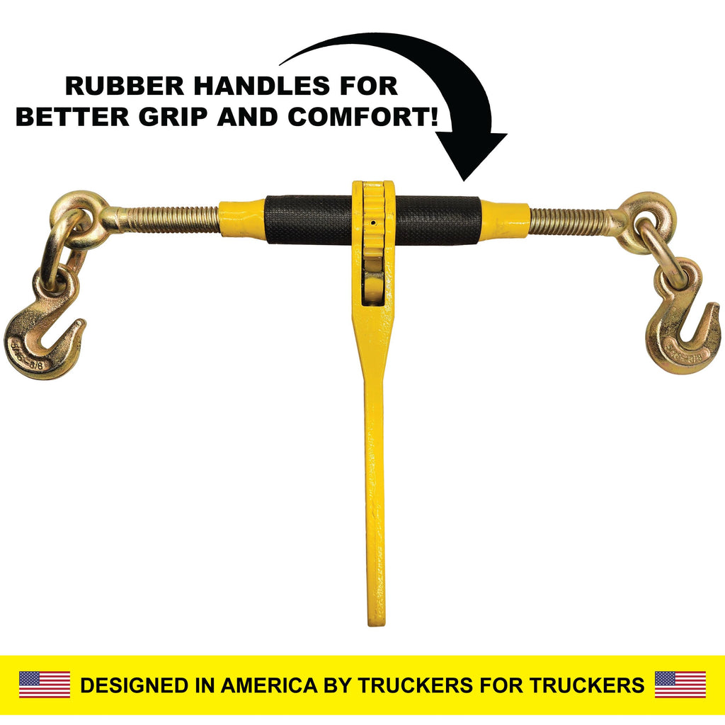20ft Chain and Binder Kit 3/8in-1/2in, G70 Chains Ratchet Load Binders 9200lbs Working Strength, (4) Ratchet Binders and Chains, (4) 3/8in x 20ft G70, for Truck, Tie Down, Hauling, Towing