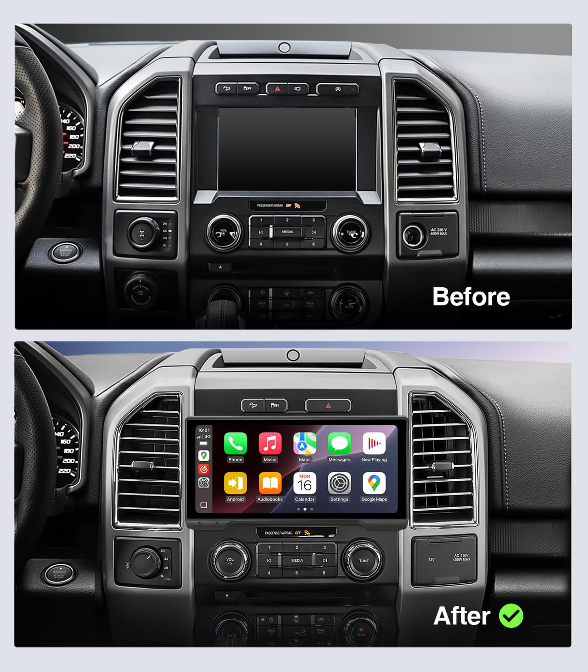 10.33" CarPlay Radio For Ford F150 15-20 F250 F350 17-22 Stereo Head Unit