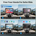Motorcycle CarPlay Screen with Android Auto – 7” Waterproof GPS, Pantalla para Moto, Apple CarPlay, Navigation System for Motorcycle, Dual 4K Dash Cam Bluetooth Audio, BSD & TPMS