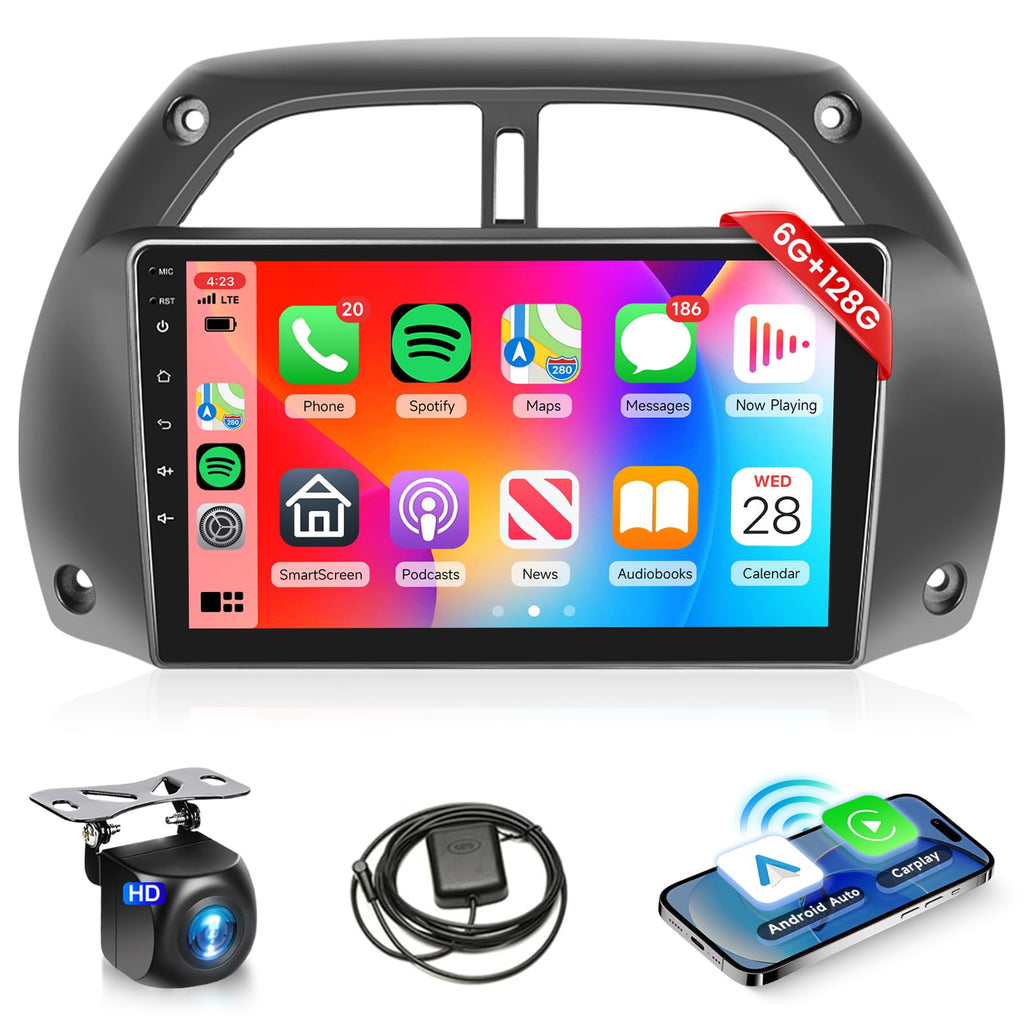 8 CORE 6G+128G Car Radio for Toyota RAV4 2001-2006, Wireless Carplay