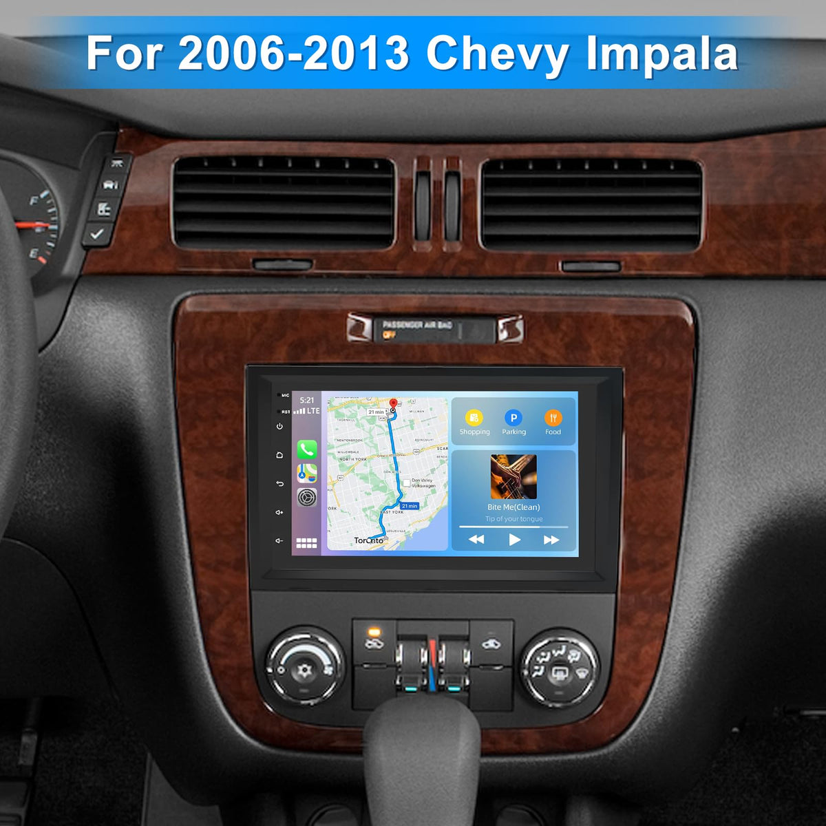 7'' Android 14 Car Stereo for 2006 2007 2008 2009 2010 2011 2012 2013 Chevy Impala, GPS Navigation Wireless CarPlay Android Auto Double Din Radio with Bluetooth WiFi DSP SWC Backup Camera