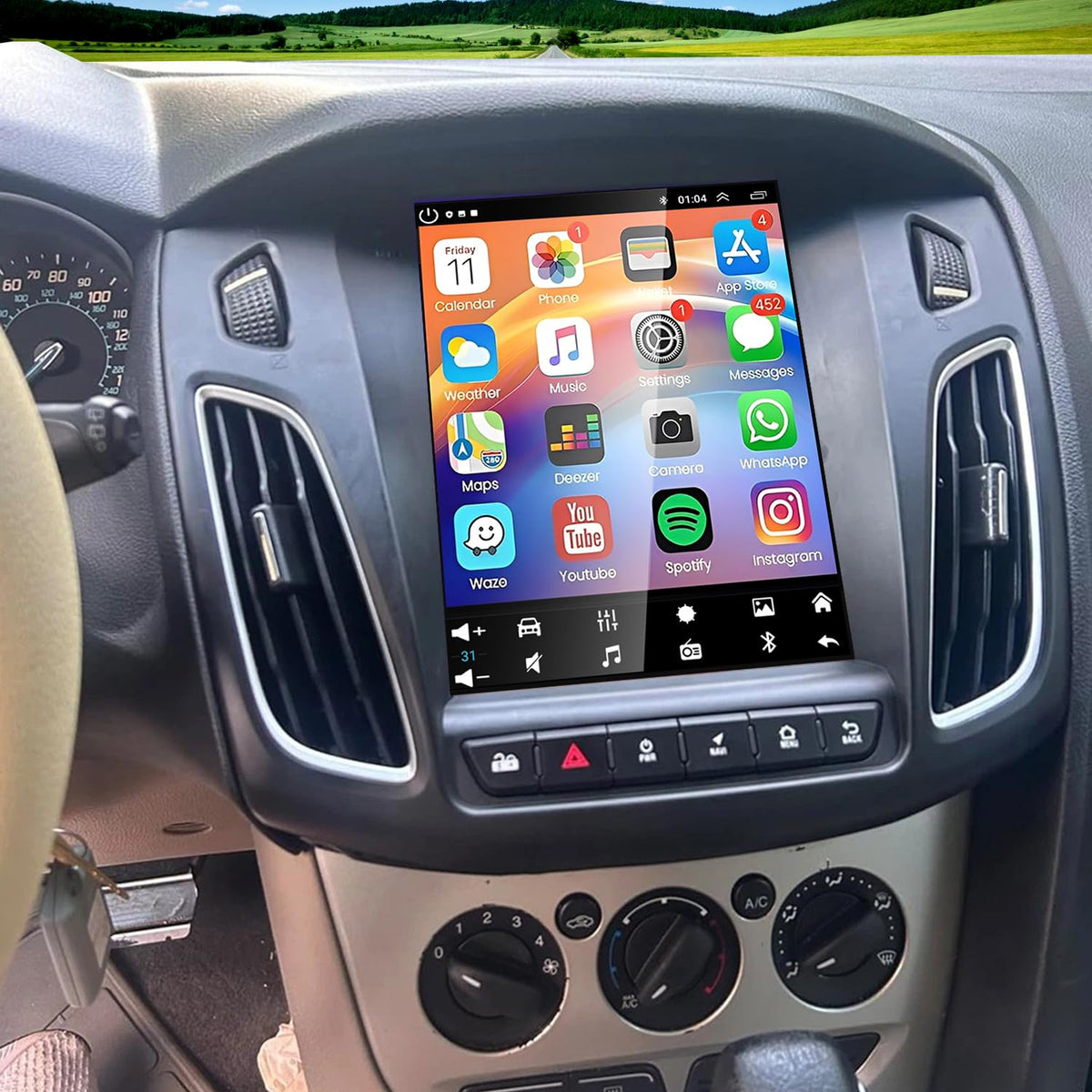 2+64G Android 14 Double Din Car Stereo Radio for Ford Focus 2012-2018, 9.7" Touch Screen Car Radio for Focus w/Wireless Carplay Android Auto GPS Bluetooth WiFi RDS DSP SWC Mic Backup Camera