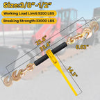 Grade 80 Chain and Binder Set w/ G80 Chain Hooks - 9,200 lbs WLL