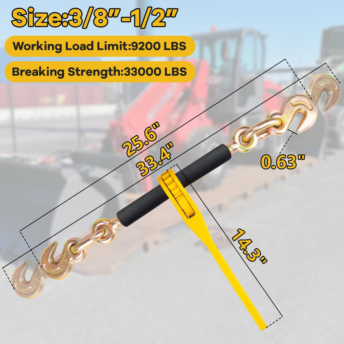 Grade 80 Chain and Binder Set w/ G80 Chain Hooks - 9,200 lbs WLL
