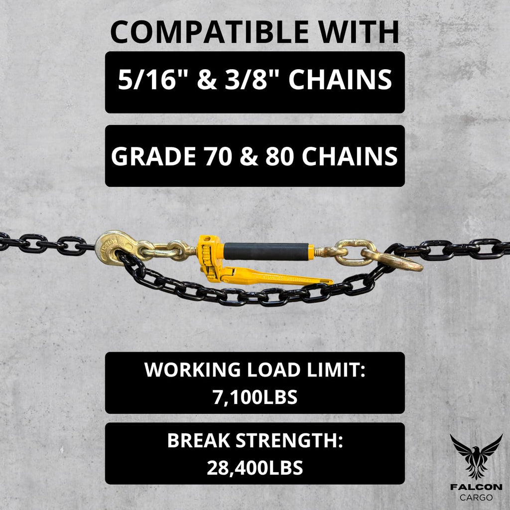 4PK 5/16-3/8" Folding Ratchet Load Binder G70 & G80-7,100 LBS WLL - Clevis Grab Hook, Chain Tie-Down