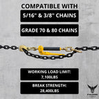 4PK 5/16-3/8" Folding Ratchet Load Binder G70 & G80-7,100 LBS WLL - Clevis Grab Hook, Chain Tie-Down