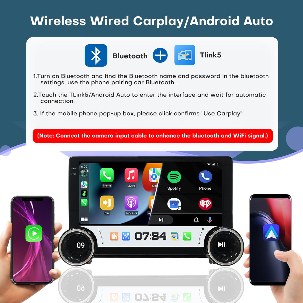 Car Radio for Toyota Tundra 2007-2013 Sequoia 2008-2018 Dual Knob Stereo with Wireless CarPlay/Android Auto 10.1 inch Touch Screen Head Unit Android 13.0 BT/WiFi/DSP/GPS/SWC/FM Radio Backup Camera