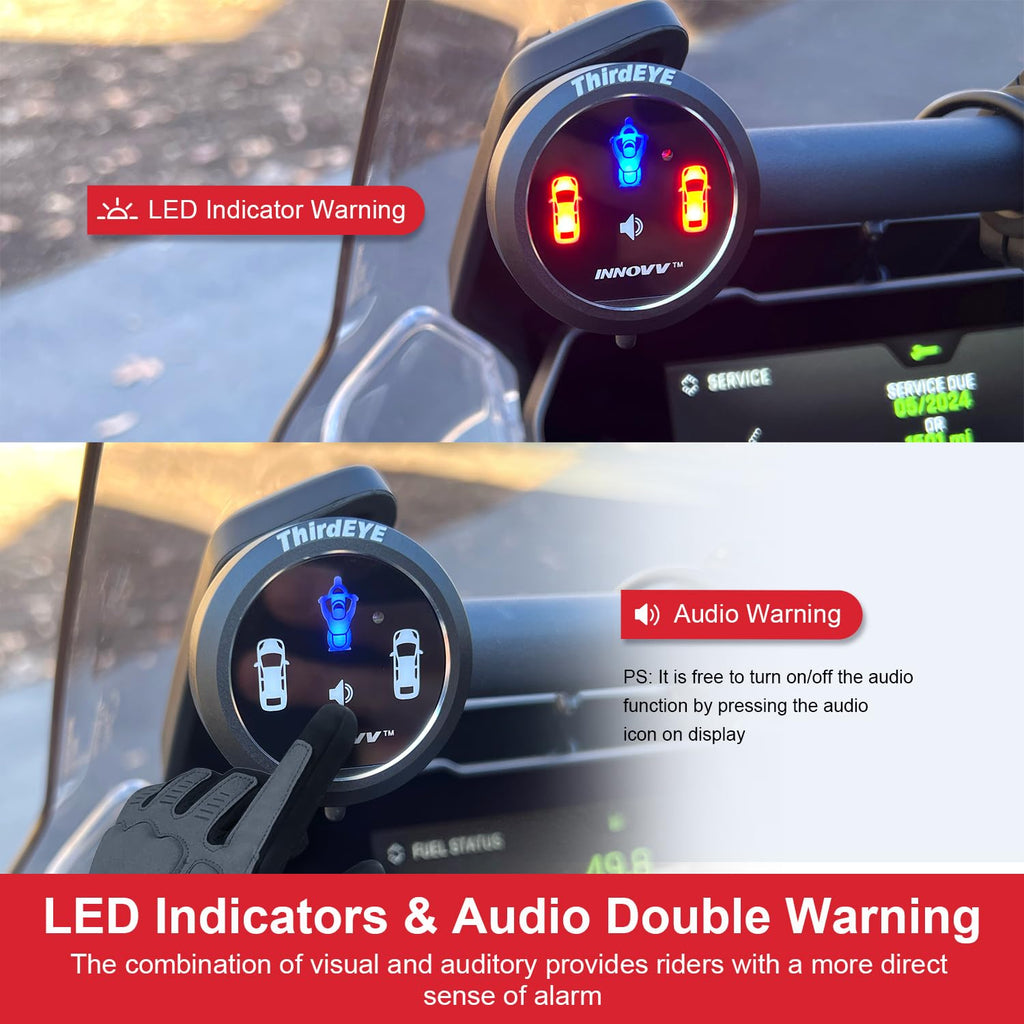 INNOVV ThirdEYE Motorcycle Blind Spot System with Voice and Indicators Alert, Waterproof Moto Assistant System, Detect Hazards from Side & Rear Line for Motorcycle/Bicycle/E-Bike(Watch Version)