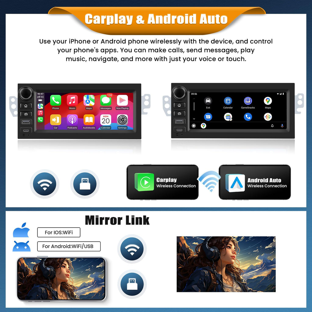 [4+64G] Android 15 Car Radio Stereo for Chevy Camaro 97-02,S10 98-02,Blazer 98-02,GMC Suburban 95-19,Yukon 95-02,Sonoma 98-02 with Carplay,6.86” Touchscreen Car Radio with WiFi,GPS,BT,FM/RDS,SWC,EQ