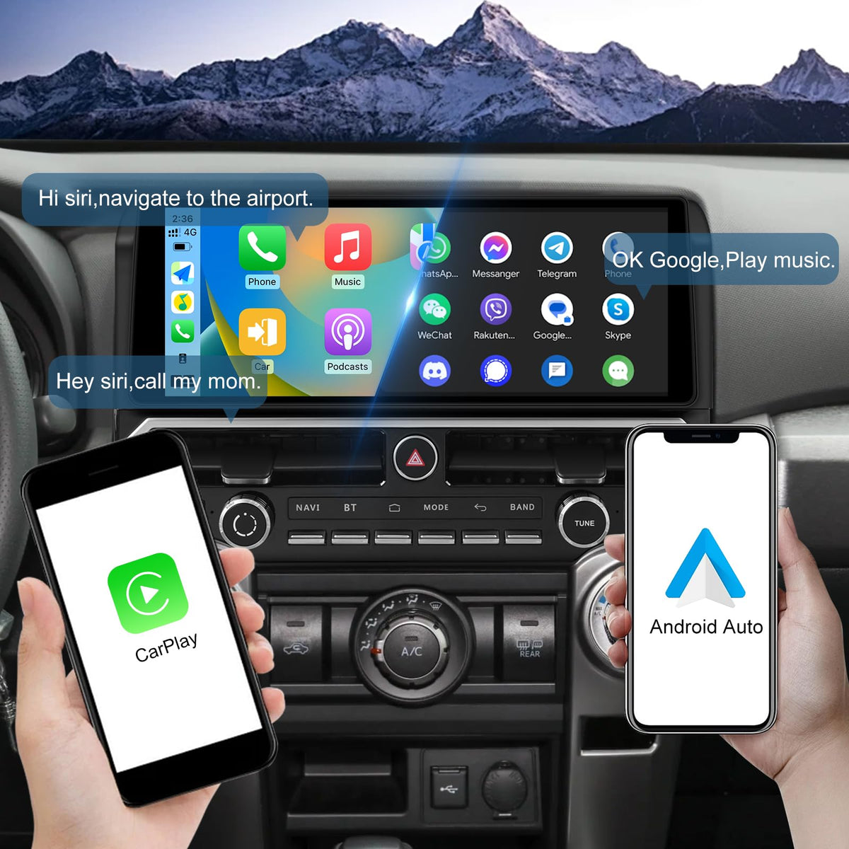 12.3" Touchscreen Radio 4+64G Android 14 Double Din Car Radio Stereo for Toyota 4Runner 2010-2020 Built-in Wireless Carplay/Android Auto/GPS/Bluetooth/FM/AUX-in/SWC/Camera