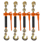 VULCAN Folding Handle Load Binder (Four Pack) with 2 Grab Hooks - Ratchet Style - 7100 Pound Safe Working Load (Works with 5/16 Inch or 3/8 Inch Grade 70 and Grade 80 Chain)