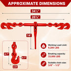 AAIN Chain and Binder Kit 3/8 in-1/2 in, 4 Pack Ratchet Binders and Chains