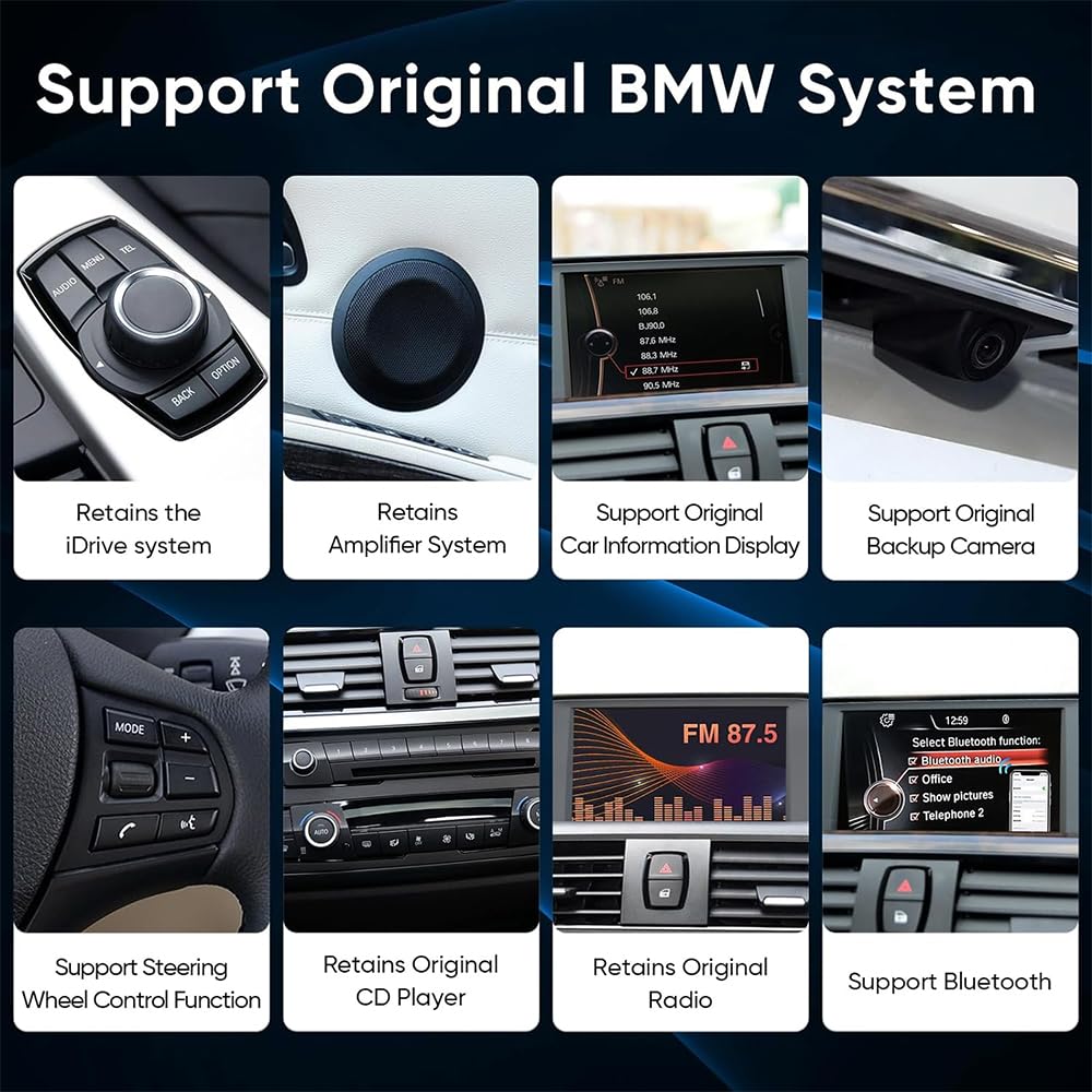 Wireless CarPlay Android Auto Retrofit Kit Decoder Box for BMW NBT System 1/2/3/4/5/6/7 Series X3/X4/X5/X6,Support Mirror Link,Camera, GPS, Siri, YouTube, for BWM Accessories
