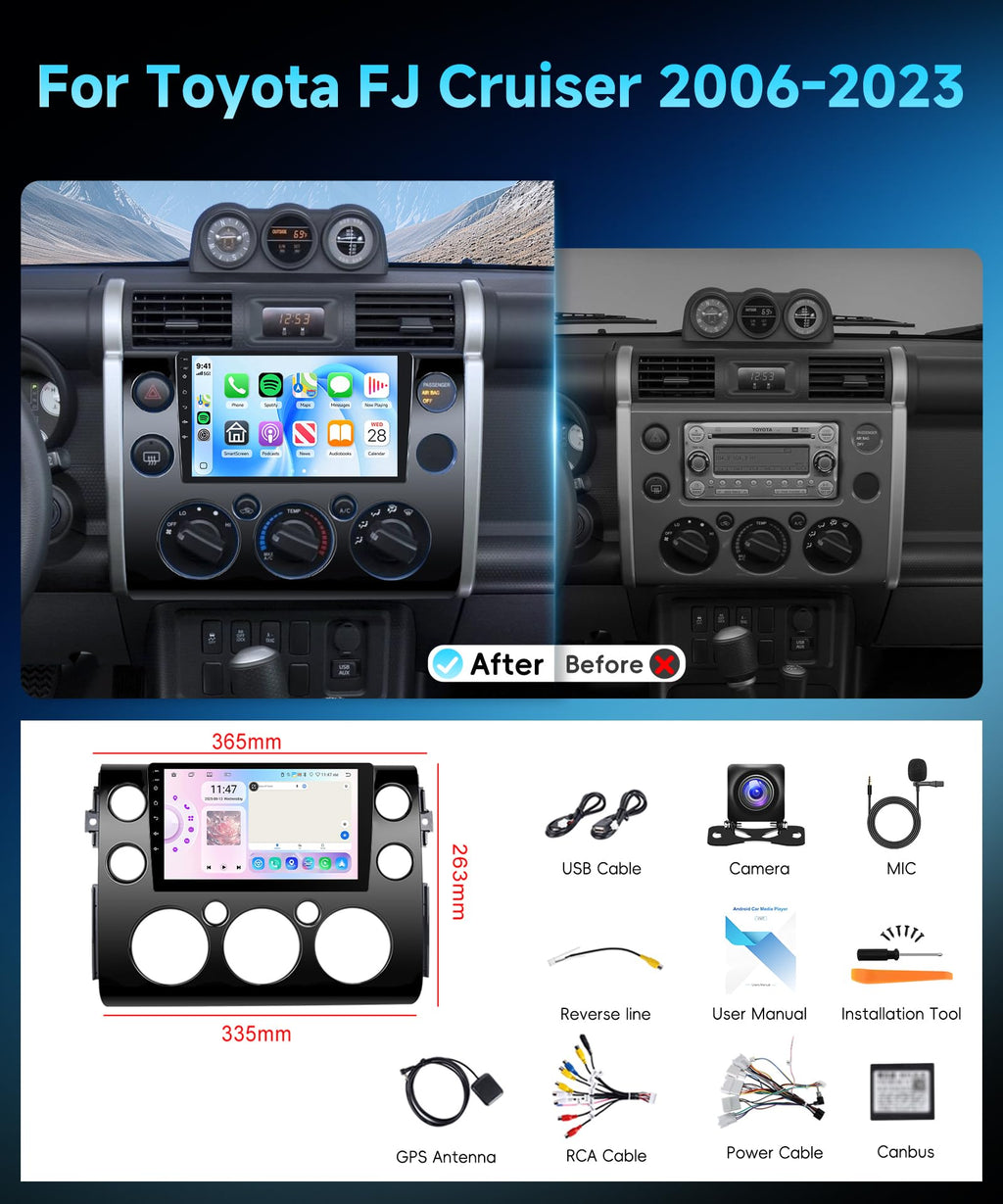 8 Core 6G+128G Android 15 Car Stereo Radio for Toyota FJ Cruiser 2006-2023