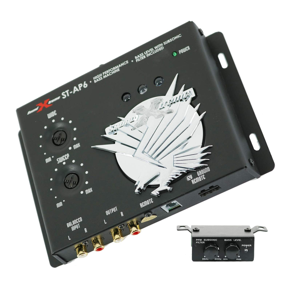 Gravity 6000.1D 2nd Gen Class D Monoblock Car Amplifier Bundle with SoundXtreme AP6 Bass Machine - 6000W Max, 1 Ohm Stable, MOSFET Supply, Remote Bass Knob