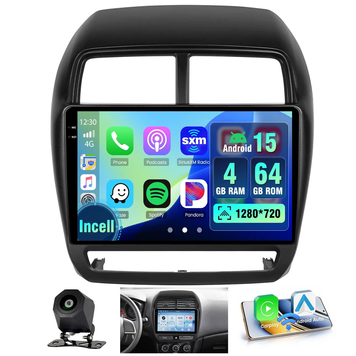 4G+64G Android 15 Radio for Mitsubishi Outlander Sport 2016-2022 Wireless CarPlay, 10'' Incell Full Touchscreen Stereo Android Auto Bluetooth 5G WiFi EQ FM RDS GPS WiFi SWC AHD Backup Camera