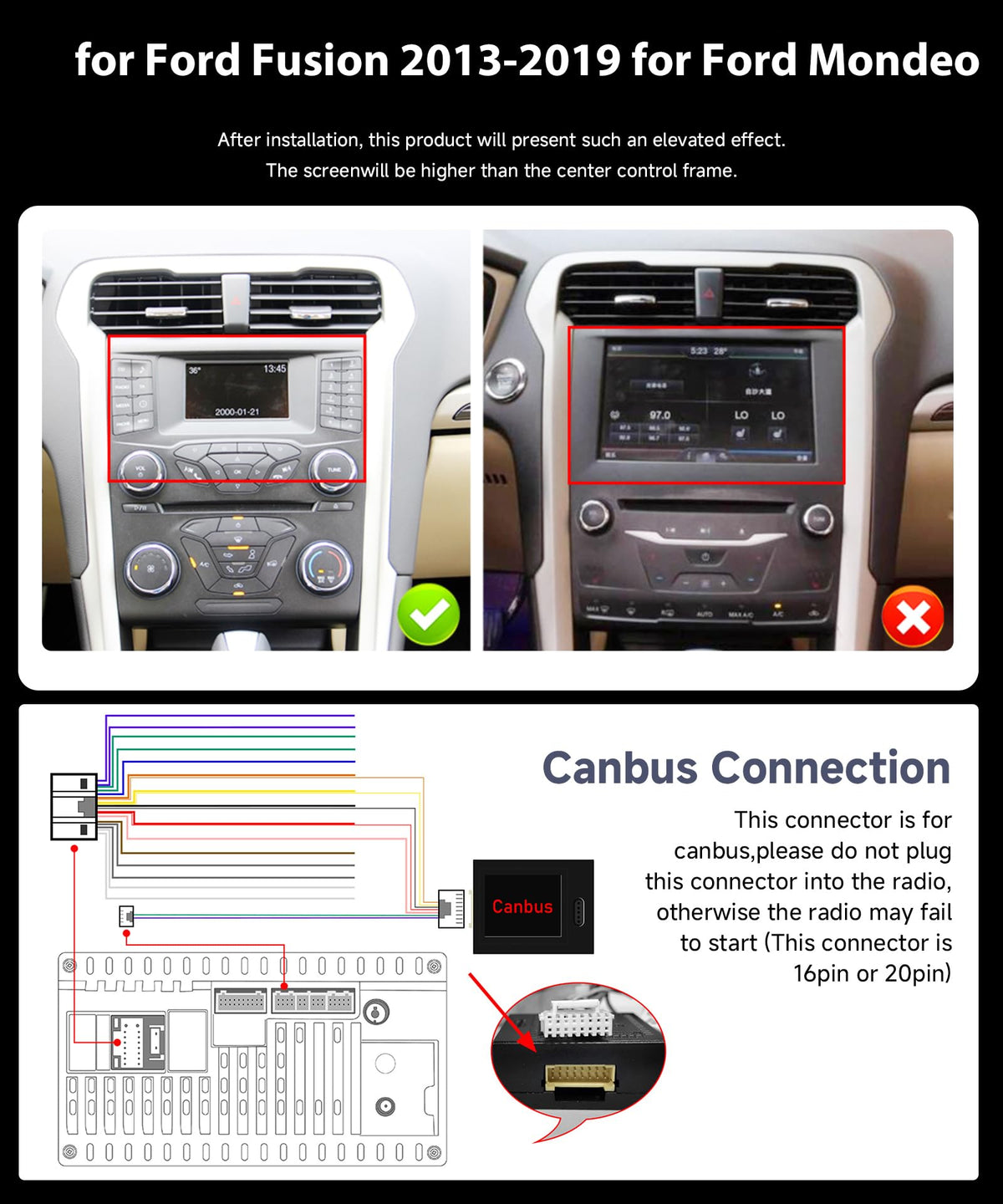 Rimoody 8Core 6GB+128GB Car Stereo Radio for Ford Fusion 2013-2019
