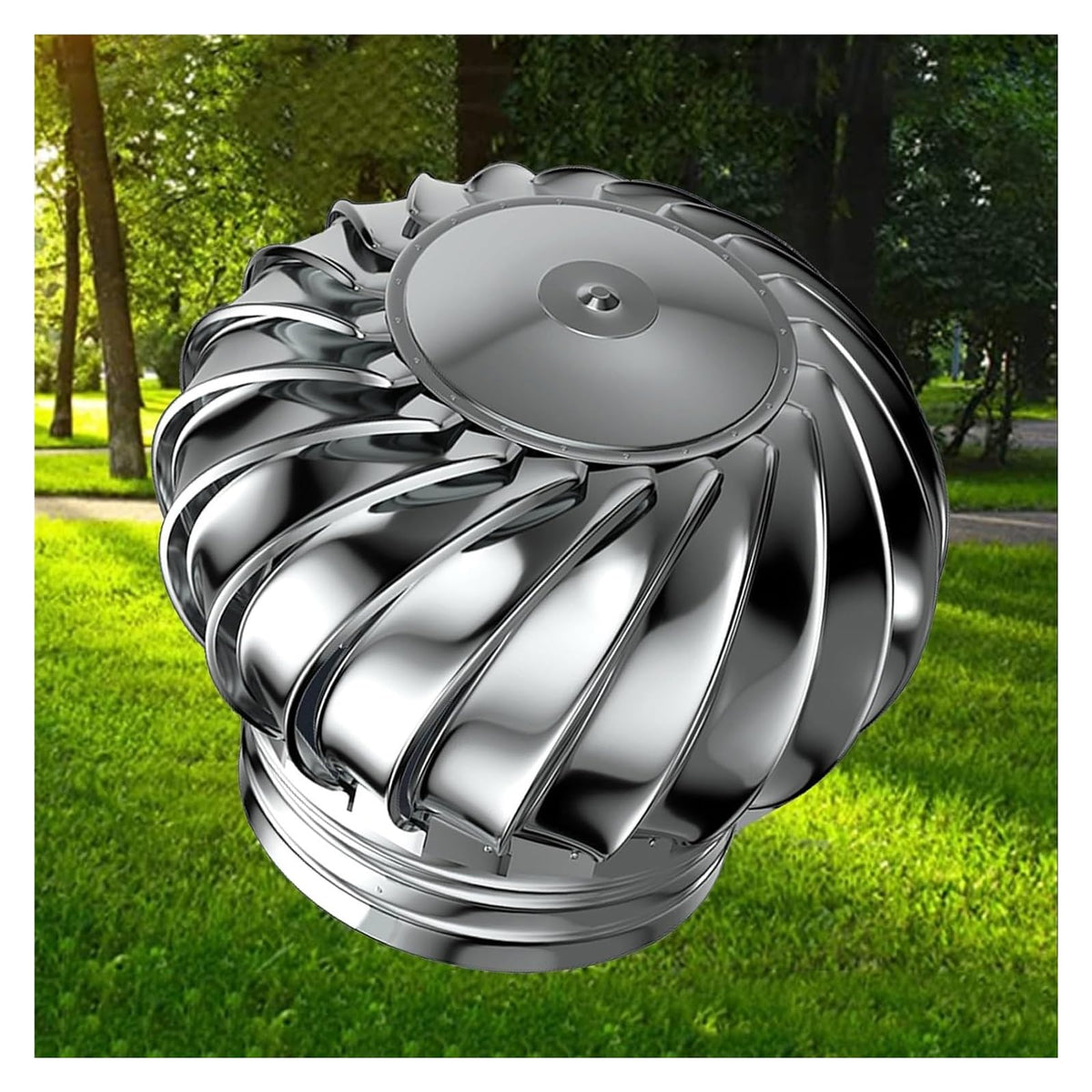 Roof Wind,Stainless Steel Turbine Ntilator NTS 8 10 12Inch No Rust Automatic Silent Pipefit Roof Ntilating Fan, All Purpose Chimney Cowl Rotating Roof NTS Energy-Efficient，300mm