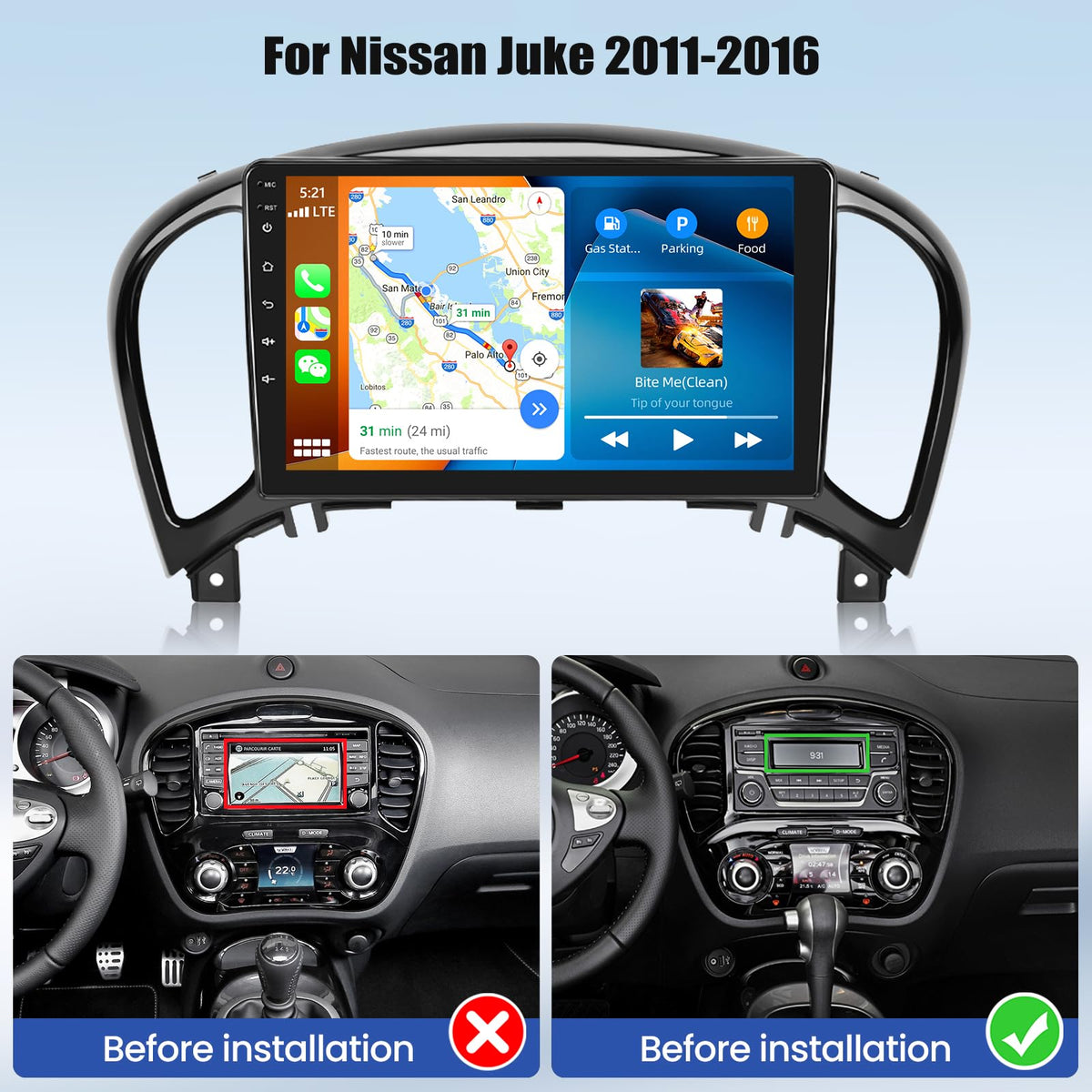 [6+128G] 8-Core Android 15 Car Radio Stereo for Nissan Juke 2011-2016