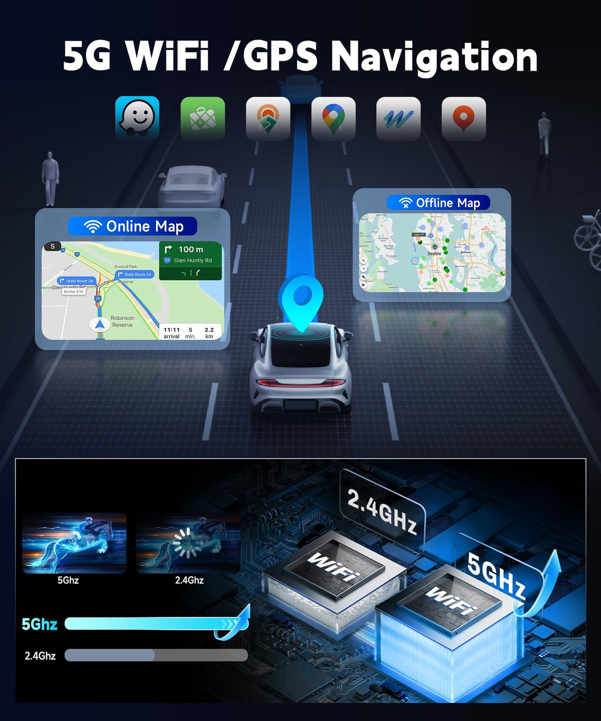 [4G+128G] Car Stereo for Toyota Sienna 2010-2014 with 5GWiFi/Android 15/Wireless Carplay Android Auto,9" Incell Touch Screen Radio,GPS/EQ DSP/Bluetooth5.0/SWC/AHD Backup Camera