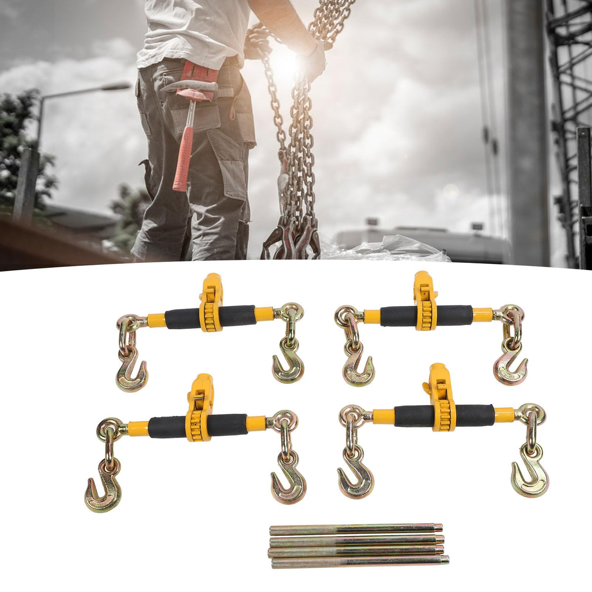 12,000lbs Ratchet Load with Detachable Handle, Anti Slip, Proof, 360° Rotation for Transportation, (5/16-3/8)