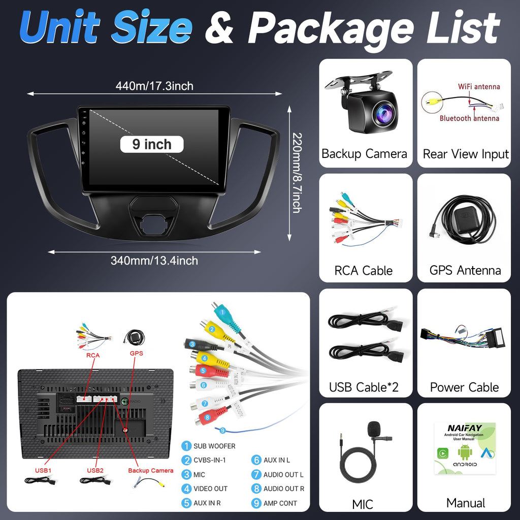 8Core+64G Android Car Radio for Ford Transit 2013-2019