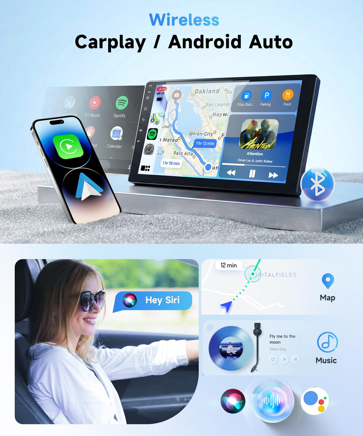 MAHVEC 4G+64G Android 15 Car Radio Stereo for Ford Fiesta 2009-2014