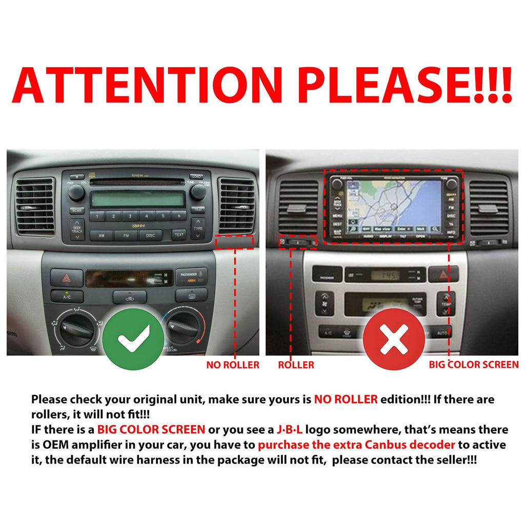 for Toyota Corolla 2003-2008 Car CarPlay Android Auto Navigation Stereo GPS Radio 9" IPS Touchscreen Headunit Tablet Media Player, if Applicable Quad Core 4G+64G Gray