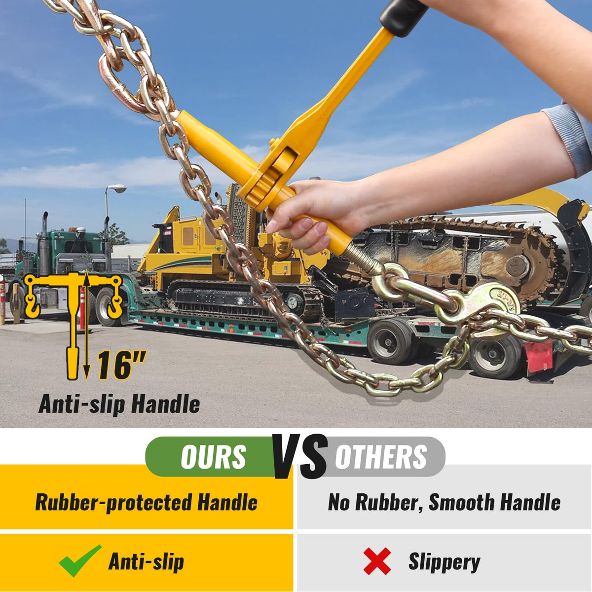 3/8in-1/2in Chain and Binder Kit, 9215 Lbs G80 Ratchet Load Binders Working Strength, Ratchet Load Binders and Chains Set of 2, 10ft Chains Truck, Tie Down, Hauling, Towing