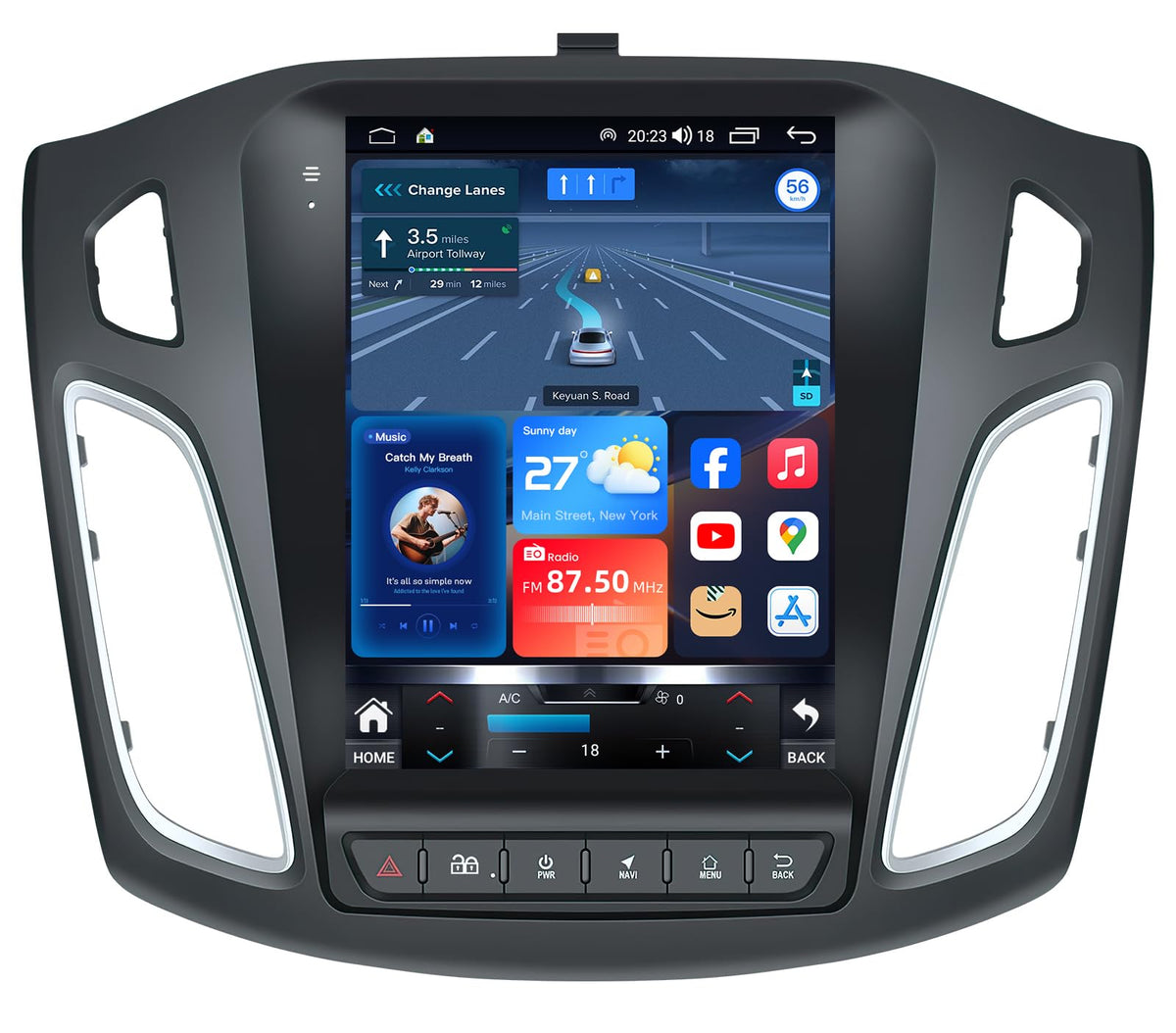 10.4 inches Android12 Car Stereo Ford Focus Radio Upgrade 2012-2018 with Touch Screen 1024 * 768 RDS Auto with GPS Bluetooth 5GWiFi Backup Camera
