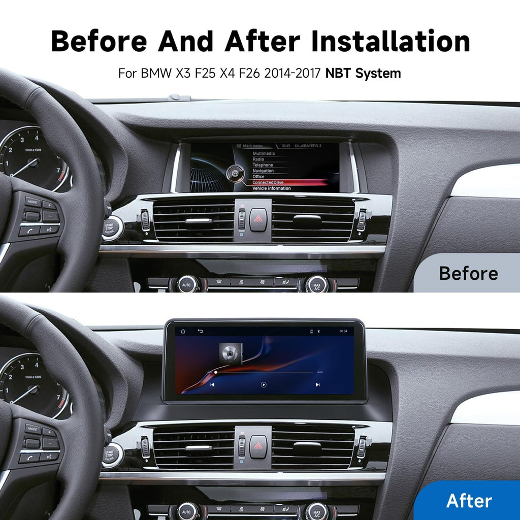 RicoRich 10.25 Inch Car Touchscreen Wireless CarPlay Android Auto for BMW X3 X4 Series F25/F26 2014-2016 Year with NBT System, Car Stereo Multimedia Radio Receiver