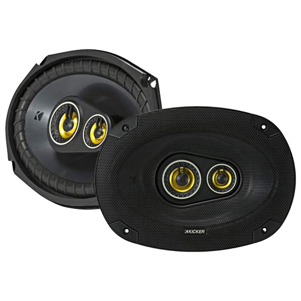 KICKER 3.5" 90 Watt Max Power 4 Ohm 2-Way Car Audio Coaxial Speakers (Pair) and 6x9 450 Watt Peak Power 3-Way Vehicle Audio Speakers (Pair)