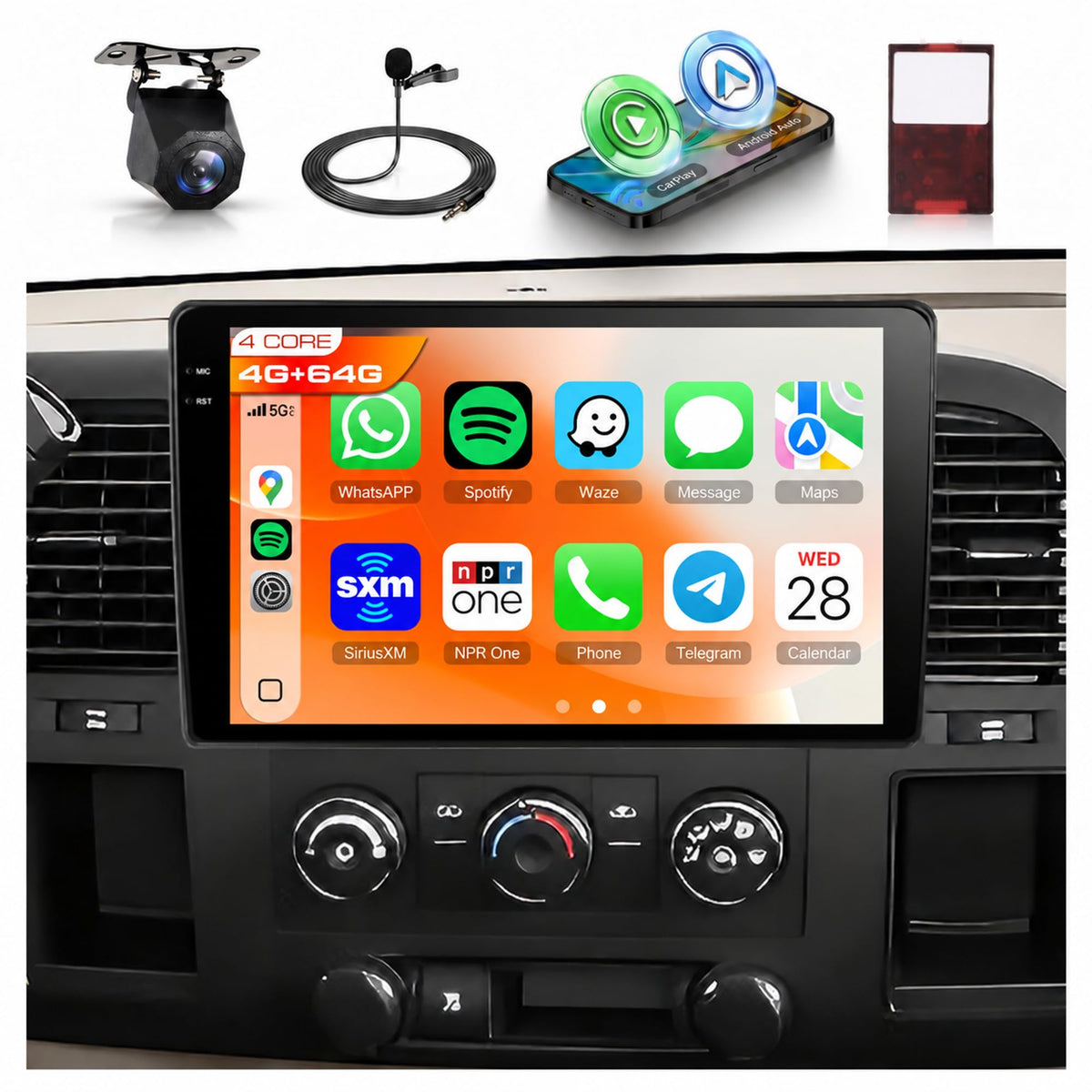 8 Core 6G+128G Android Car Stereo for Chevrolet Silverado/GMC Yukon 2007-2014 with Wireless Carplay Android Auto,10.1 Inch Touch Screen Car Radio