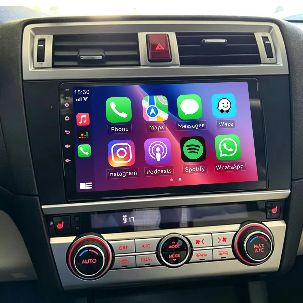 9'' Car Radio for Subaru Outback Legacy 2015 2016 2017 2018 with Carplay Android Auto, Touchscreen Audio Receiver Stereo with Bluetooth/GPS/WiFi/Backup Camera/SWC/FM, Manual AC, 4+64G