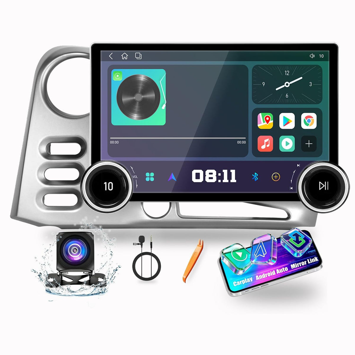 For Toyota Corolla Matrix For Pontiac Vibe 2003-2008 Display Knobs CarPlay/Android Auto Autoradio Android Radio Navigation Stereo Player GPS 10.1" QLED Touch Screen Headunit Tablet Quad Core 2G+64G（B）