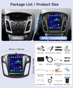 4G+64G Car Radio for Ford Focus 2012-2018 with Wireless CarPlay Android Auto, 9.7 Inch Touchscreen Android Car Stereo with GPS WiFi Mirror Link SWC Bluetooth FM RDS 32EQ Backup Camera