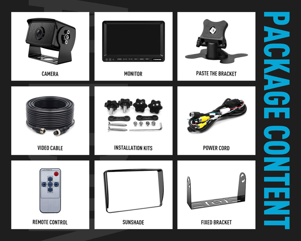 HD 1080P Wired Backup Camera System: 7" Monitor + Rear View Camera