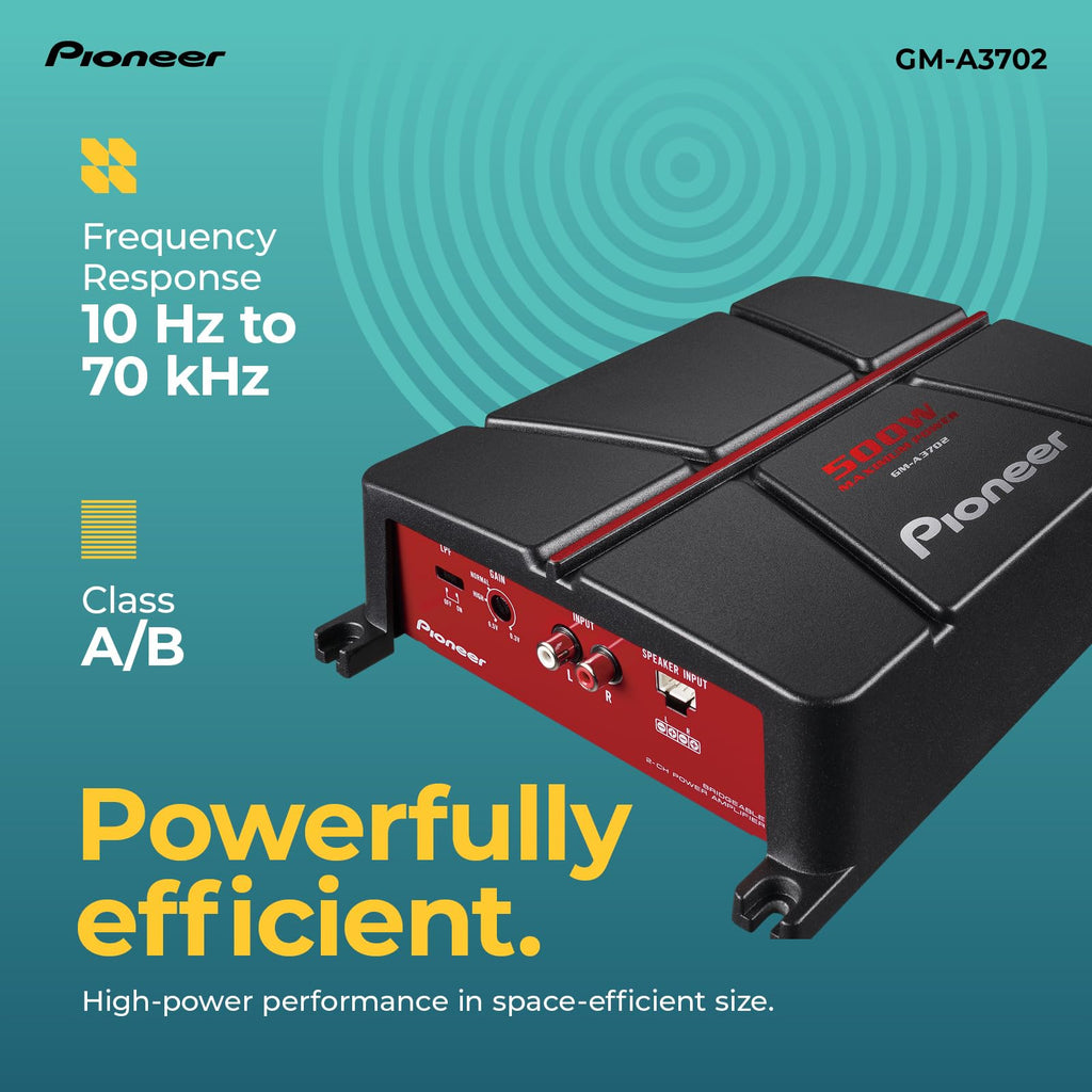 Pioneer GM-A3702 500W Max Class AB Bridgeable 2-Channel Car Amplifier (Pack of 6)