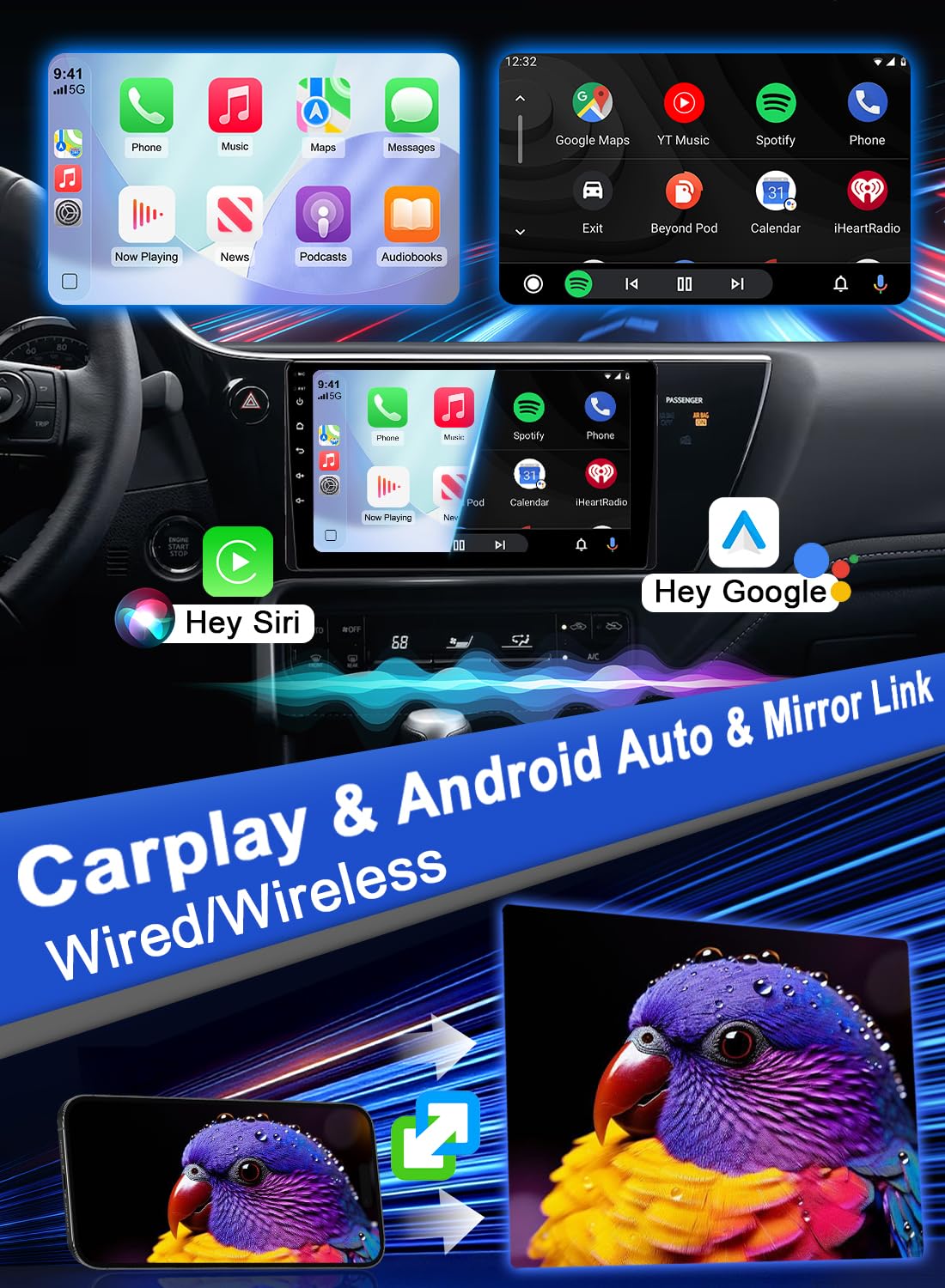 6GB RAM & 128GB ROM Plug & Play for Toyota Corolla Radio 2017-2019