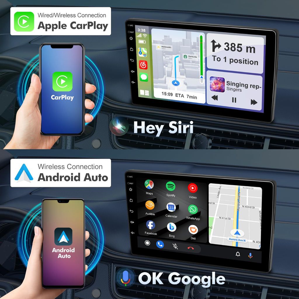 4+64GB 9 Inch Touchscreen Android 14 Car Radio Stereo for Ford Mustang 2015-2020 with CarPlay/Android Auto Car Radio, Support WiFi 6, Bluetooth,5.4, Backup Camera, SWC