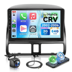 8 CORE 6G+128G Car Radio Stereo for Honda CRV 2002-2006 with Wireless CarPlay Android Auto, 9 Inch 1280 * 720P IPS Touch Screen Head Unit Android 13 GPS WiFi Bluetooth 32-Band DSP SWC HD Camera