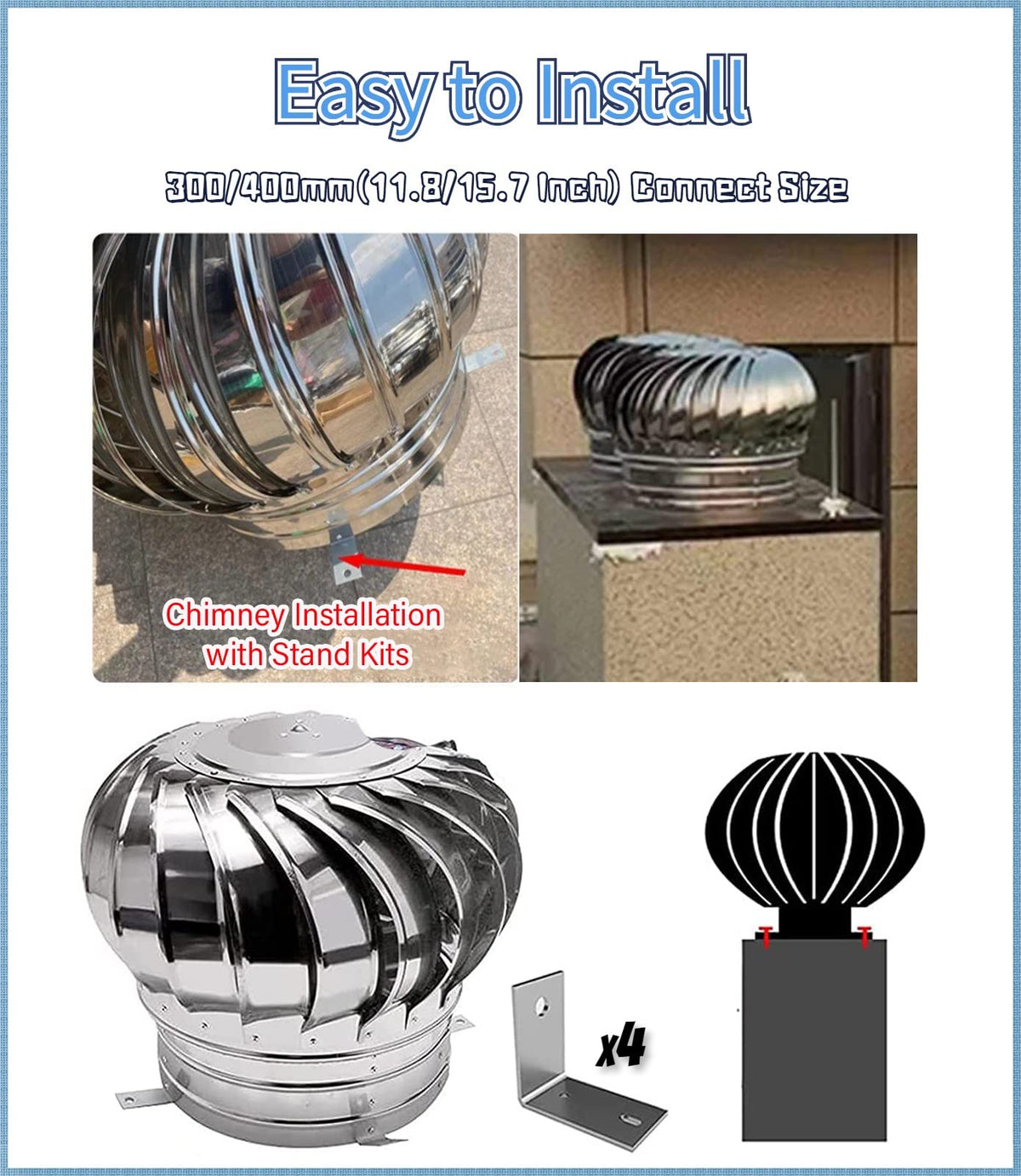 Roof Air Ventilator, Stainless Steel Rotating Turbine for Efficient Attic Ventilation