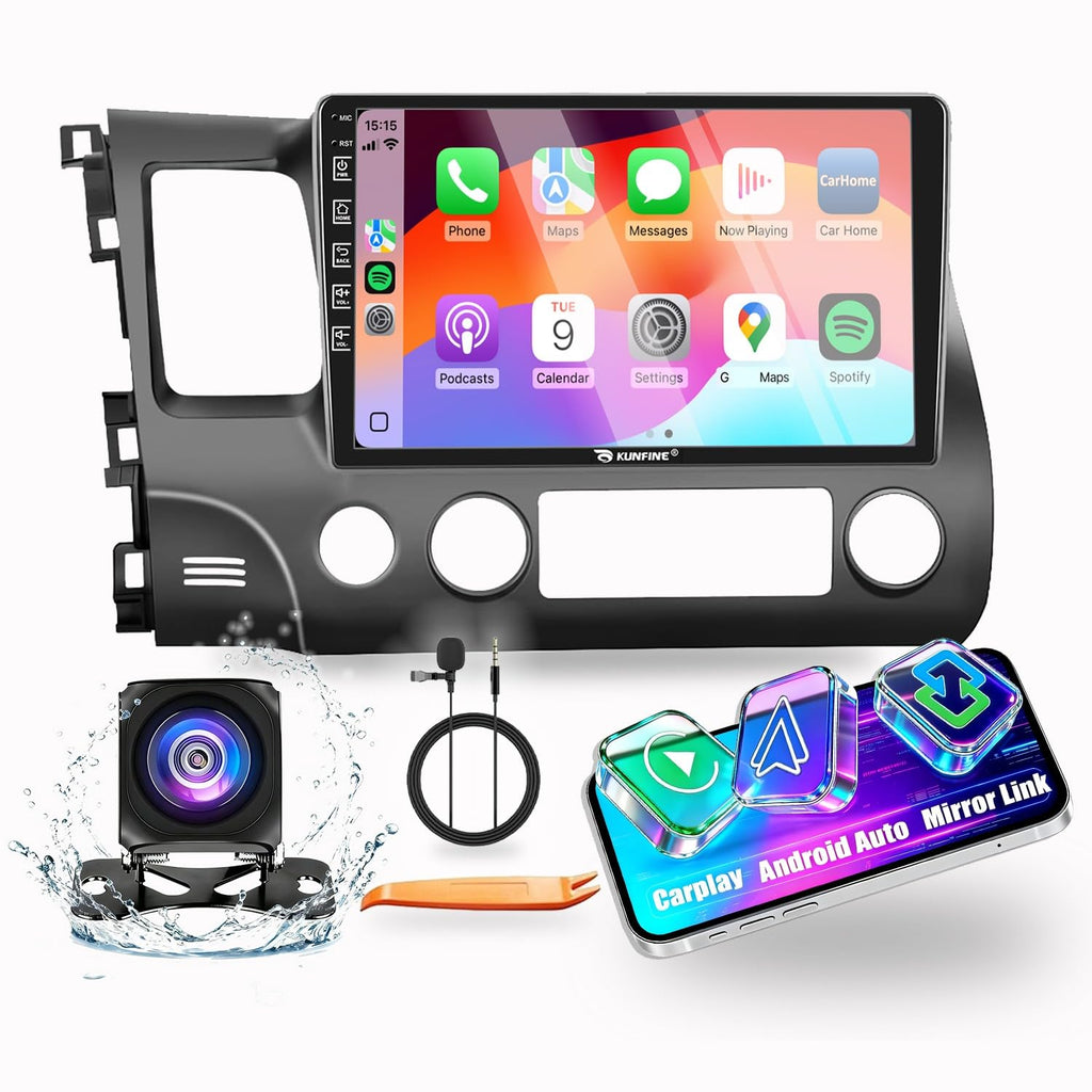 for Honda Civic 2006-2011 LHD Car CarPlay Android Auto Navigation Stereo GPS Radio Reverse Camera Display 10" IPS Touchscreen Headunit Tablet Pad Media Player, if Applicable Quad Core 4G+64G